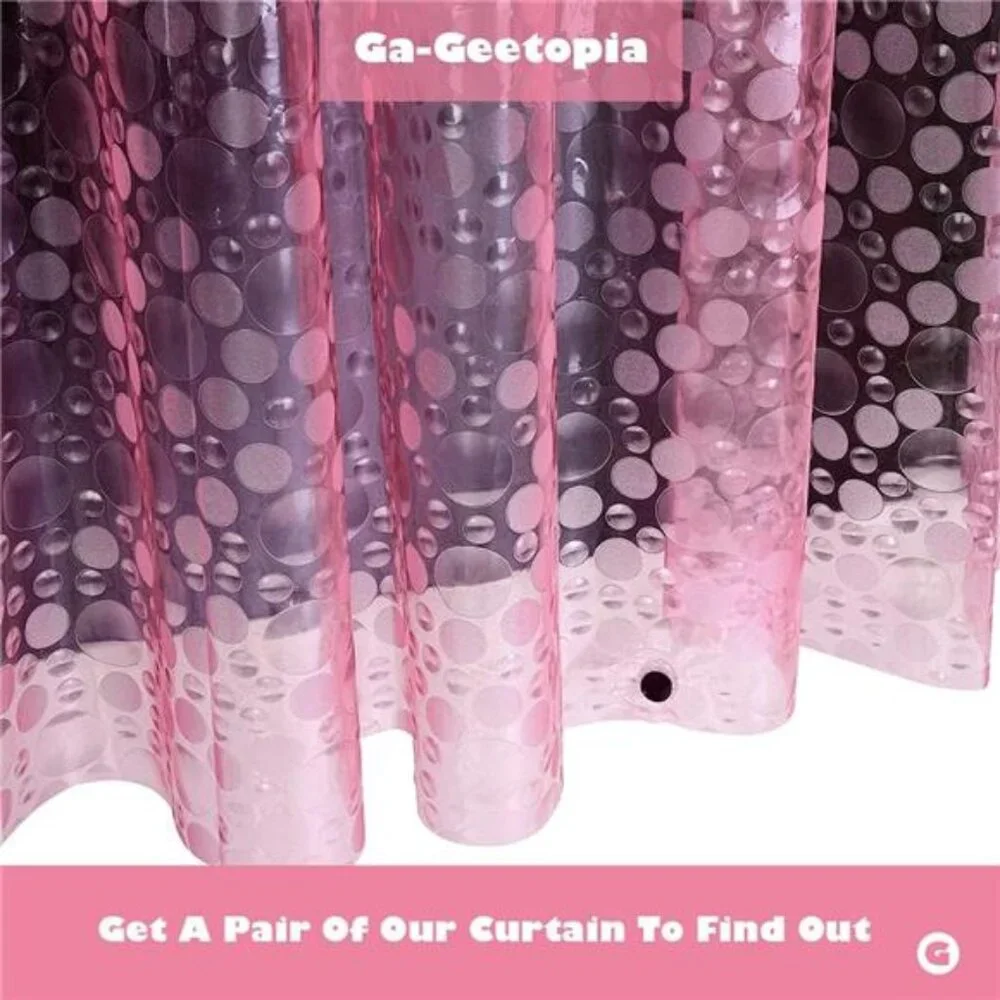 EVA Pink Thin Shower Curtain Liner, Pebble Pattern 72x72 Inch